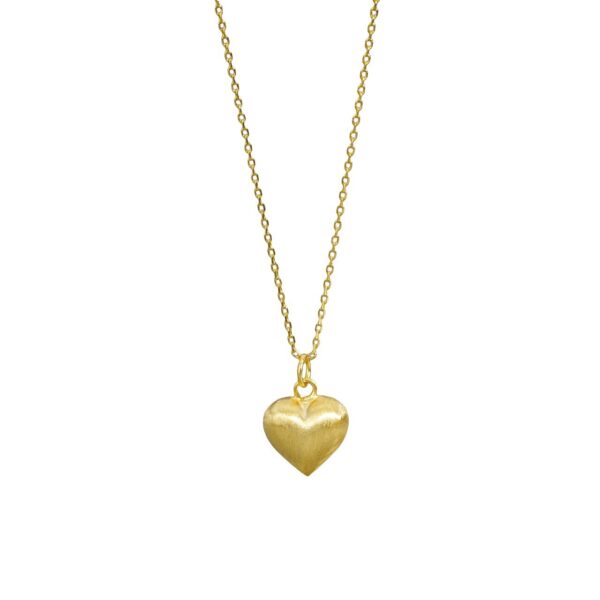 S925 Sterling Silver Brushed Frosted Heart Pendant Necklace - Image 5