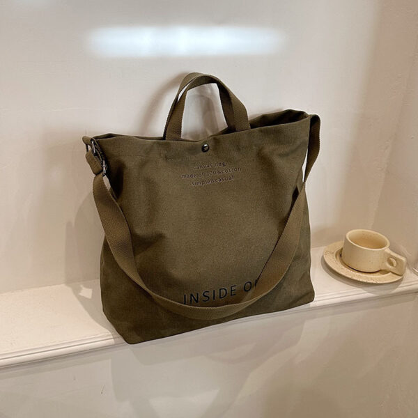 Large-capacity Canvas Bags Women Casual Fashion Totes Alphabet Print Shoulder Bag With Adjustable Strap Retro Handbag For Shopping - Image 9
