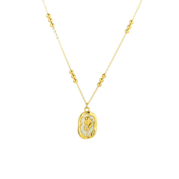 Simple Rose White Shell Pendant Necklace For Women - Image 9