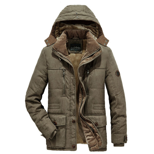 Plus Size Men's Cotton-padded Coat Multi-pocket Fleece-lined Thickened - Image 6