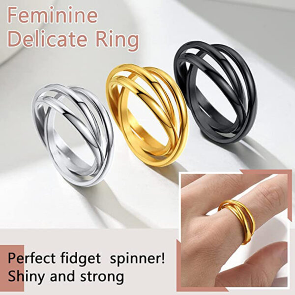 Three-ring Rotating Ring For Couple Creative Personalized Anxiety Relief Rings Women Geometric Jewelry - Image 2