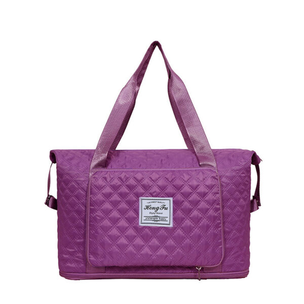 Foldable Travel Duffle Bag With Rhombus Sewing Design Large Capacity Fitness Handbag Portable Versatile Shoulder Bags Expandable Organizer - Image 5