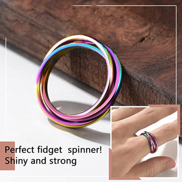 Three-ring Rotating Ring For Couple Creative Personalized Anxiety Relief Rings Women Geometric Jewelry - Image 8