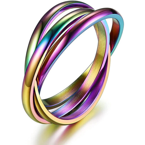 Three-ring Rotating Ring For Couple Creative Personalized Anxiety Relief Rings Women Geometric Jewelry - Image 5