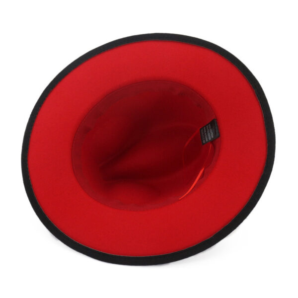 European And American Popular Woolen Top Color Matching Flat Brim Fedora Jazz Hat - Image 6