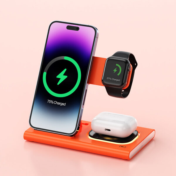 3 IN 1 15W Wireless Charging Charger Magnetic Desktop Night Light Iwatch Fast Charging Stand Gift Customization - Image 9