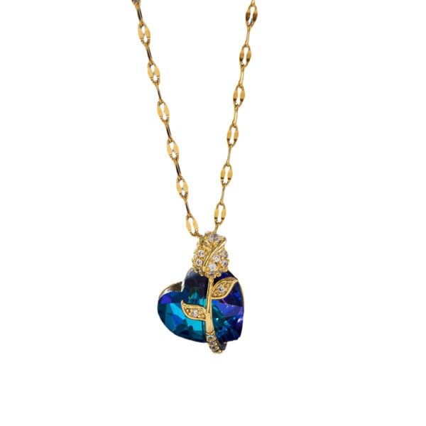 Women's Fashion Sapphire Heart Pendant Necklace - Image 5