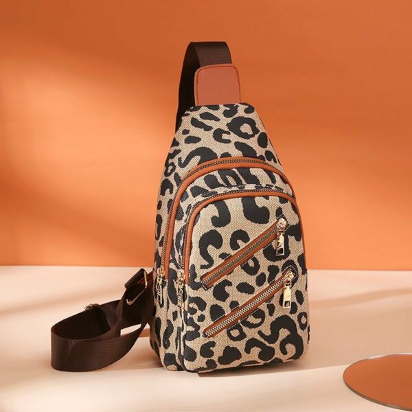 Leopard Print Sling Chest Bag With Headphone Jack Crossbody Backpack Shoulder Bag Women - Image 9