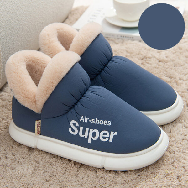 Warm House Shoes Plush Fleece High Back Heel Slippers Home Winter Warm Couple Shoes - Image 9