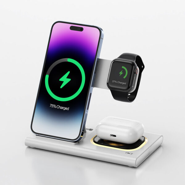 3 IN 1 15W Wireless Charging Charger Magnetic Desktop Night Light Iwatch Fast Charging Stand Gift Customization - Image 7