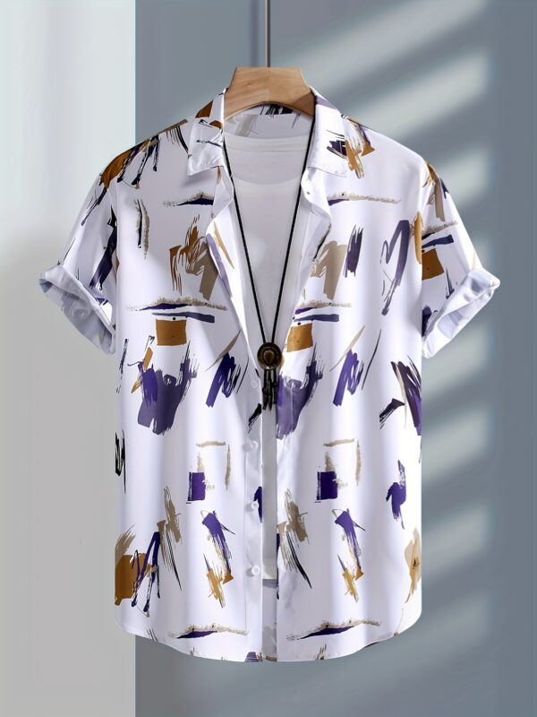 Beach Surfing European And American Foreign Trade 3D Digital Geometry Hawaii Printing Men Short Sleeve - Image 5