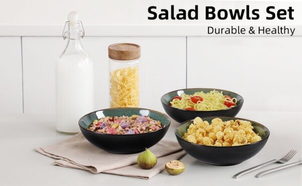 Creative Western  Kiln Change Peacock Green Bowl 30oz Bowl Set Of 4 For Cereal, Salad, Pasta, Soup, Dessert, Serving Dishwasher, Microwave And Oven - Image 8