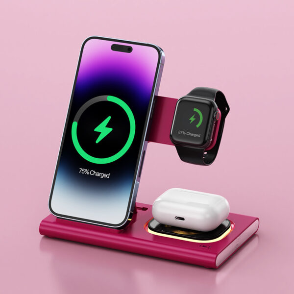 3 IN 1 15W Wireless Charging Charger Magnetic Desktop Night Light Iwatch Fast Charging Stand Gift Customization - Image 5