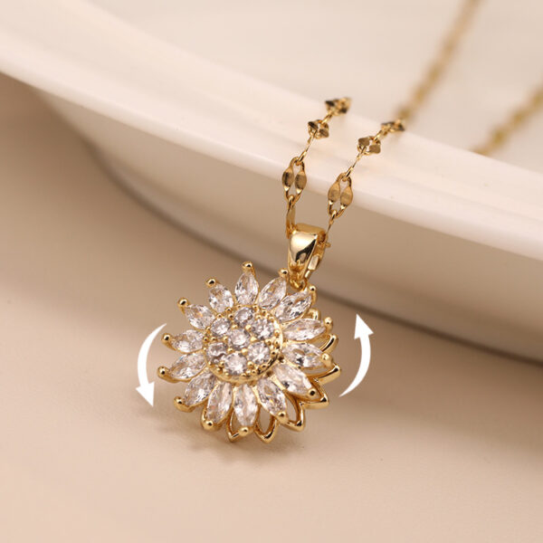 Rotatable Sunflower Necklace Full Of Diamonds - Image 5