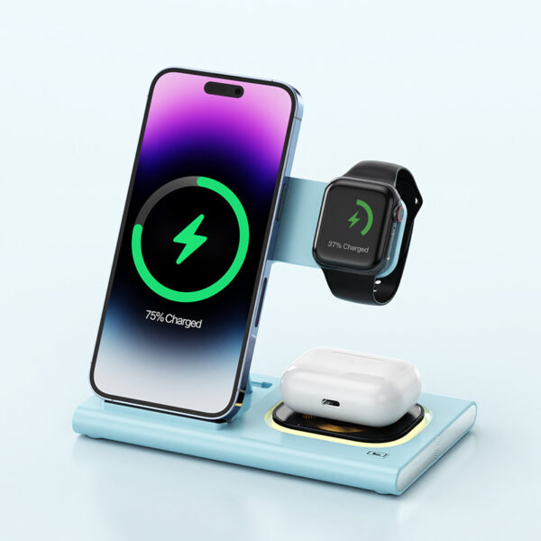 3 IN 1 15W Wireless Charging Charger Magnetic Desktop Night Light Iwatch Fast Charging Stand Gift Customization - Image 8