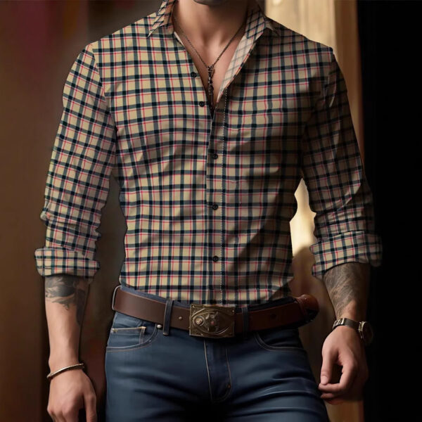 Breathable Volkswagen Casual Versatile Lattice Men's Long Sleeve Shirt - Image 10