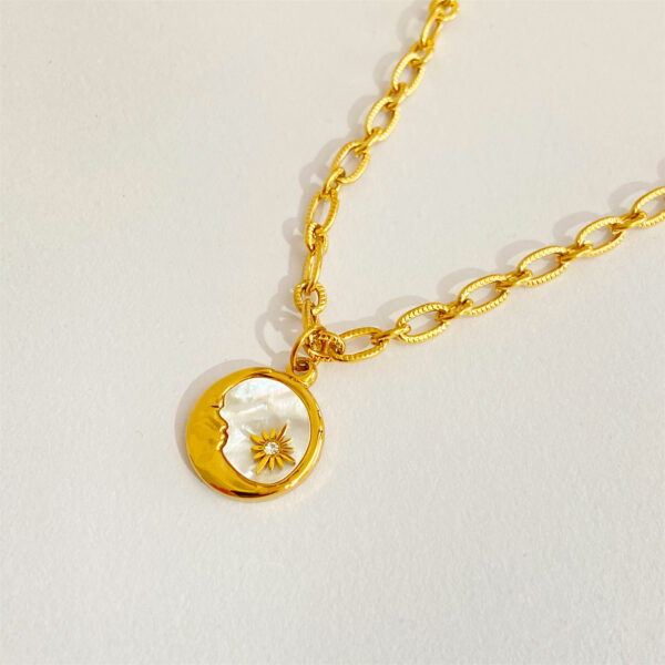 Retro Three-dimensional Sun Moon Round Coin Necklace - Image 6