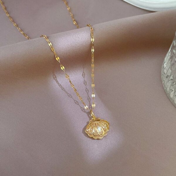 A Necklace Full Of Diamond Microencrusted Zircon Wisps Empty Shell Pearls - Image 3